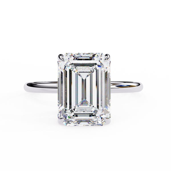 White Gold Emerald-Cut Diamond Solitaire Engagement Ring