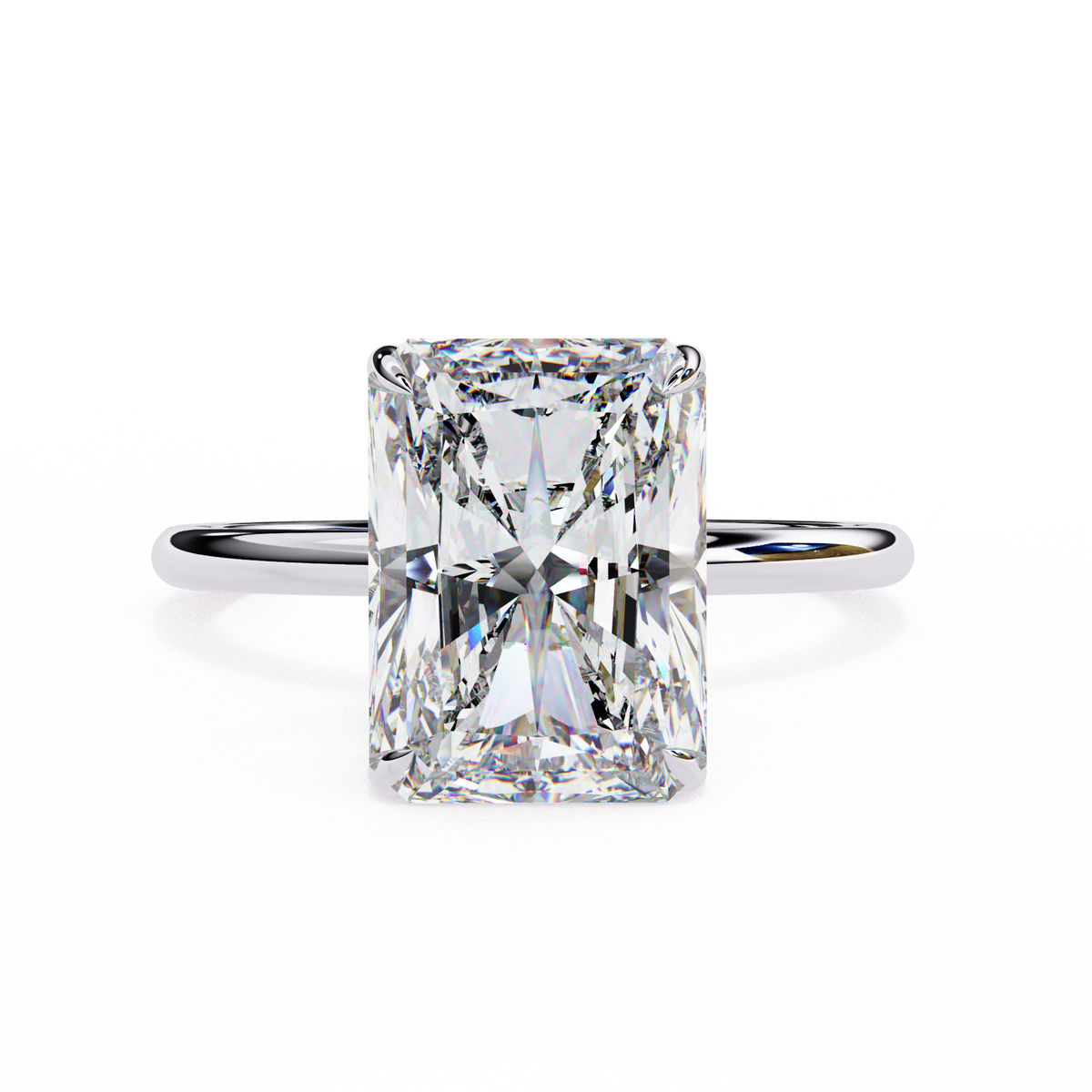White Gold Radiant-Cut Diamond Solitaire Engagement Ring