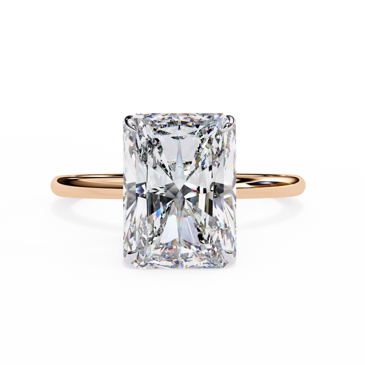 Rose Gold Radiant Cut Solitaire Diamond Engagement Ring