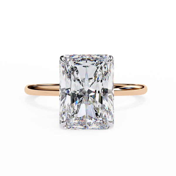 Rose Gold Radiant Cut Solitaire Diamond Engagement Ring