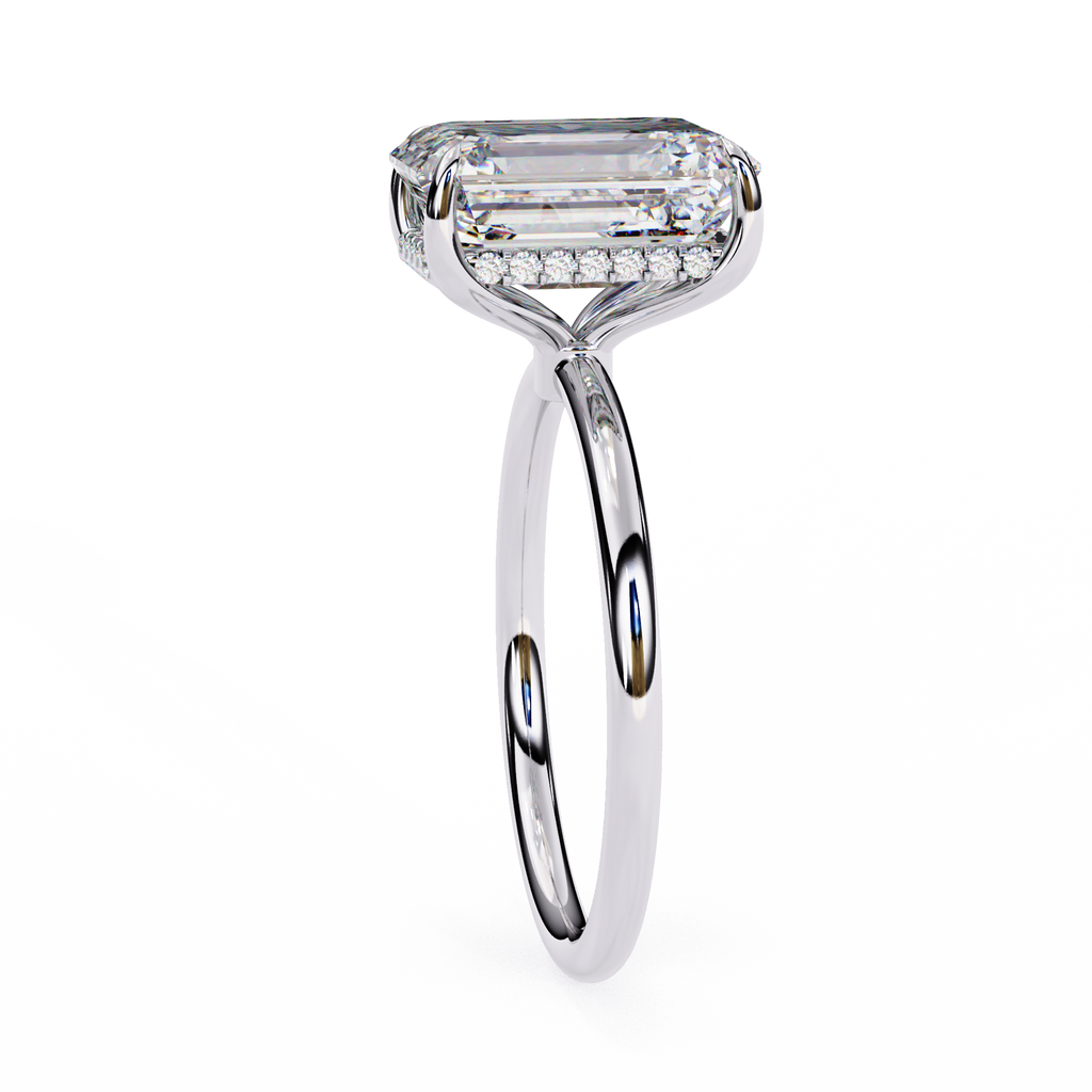 White Gold Emerald-Cut Diamond Solitaire Engagement Ring