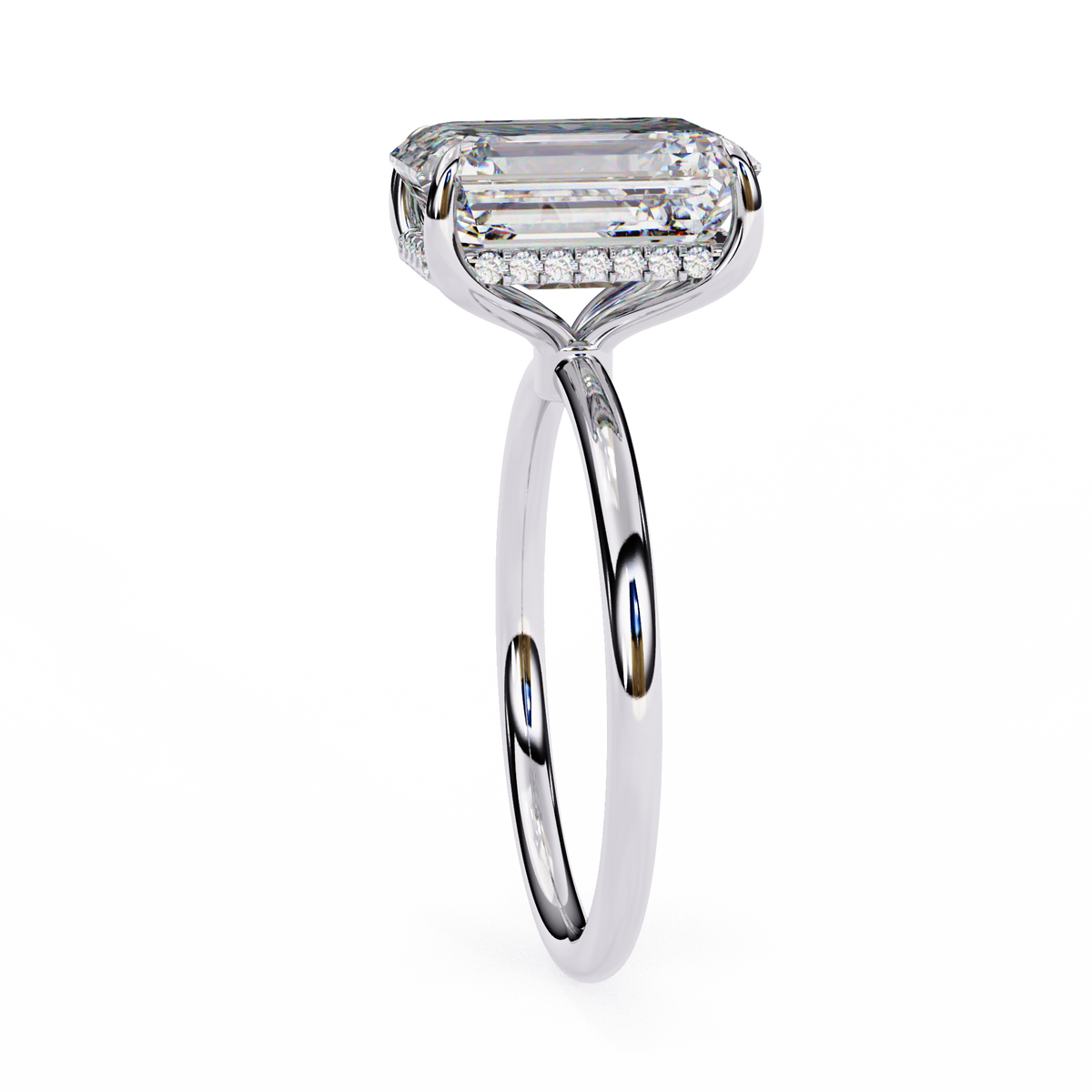 White Gold Emerald-Cut Diamond Solitaire Engagement Ring