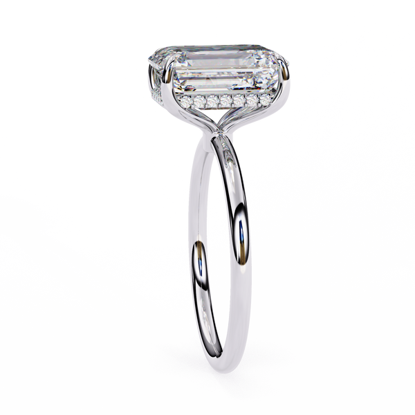 White Gold Emerald-Cut Diamond Solitaire Engagement Ring