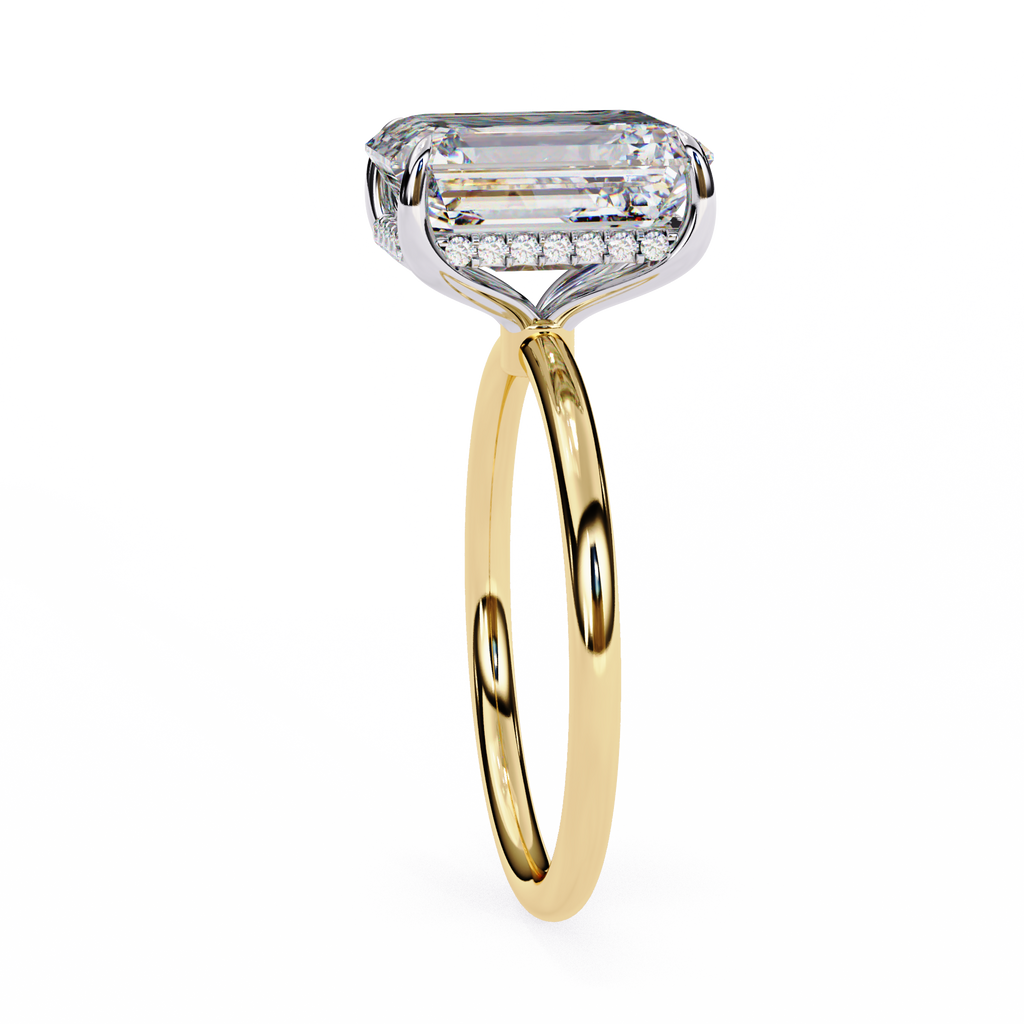 Yellow Gold Emerald Cut Solitaire Diamond Engagement Ring