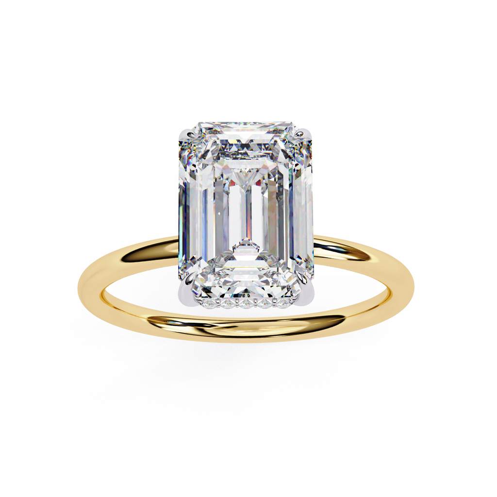 Yellow Gold Emerald Cut Solitaire Diamond Engagement Ring