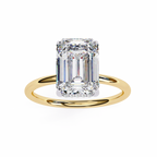 Yellow Gold Emerald Cut Solitaire Diamond Engagement Ring