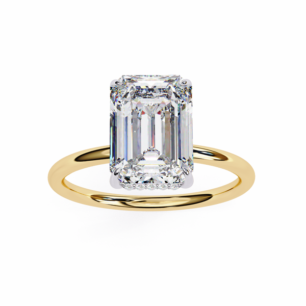 Yellow Gold Emerald Cut Solitaire Diamond Engagement Ring