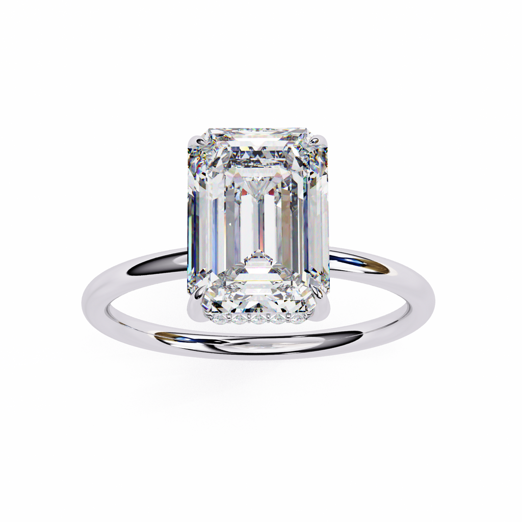 White Gold Emerald-Cut Diamond Solitaire Engagement Ring