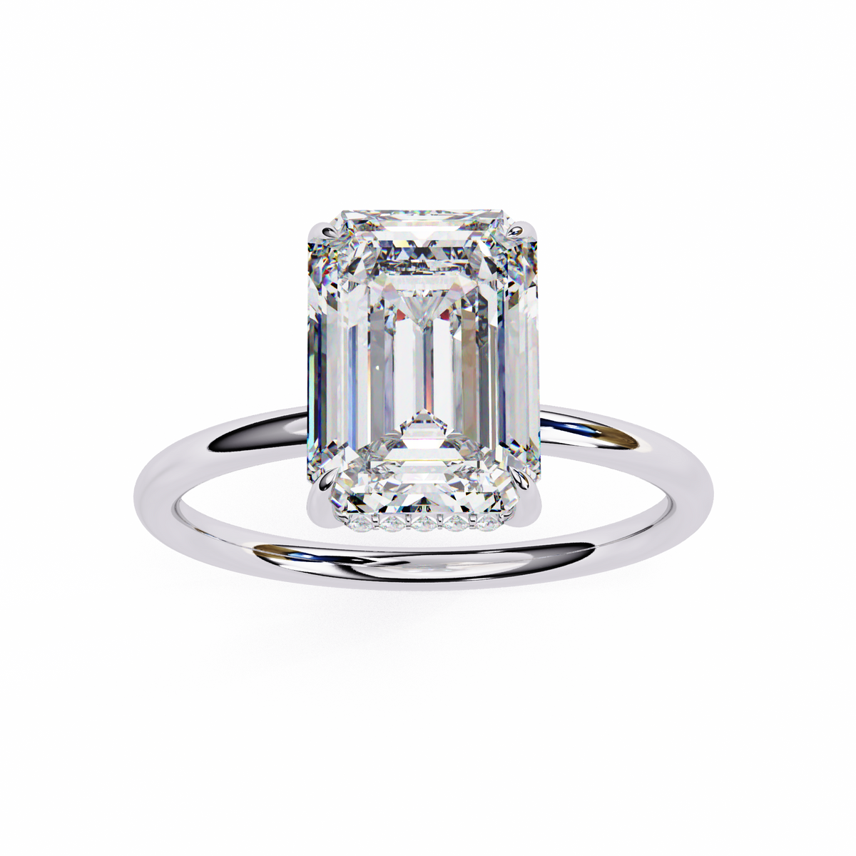 White Gold Emerald-Cut Diamond Solitaire Engagement Ring