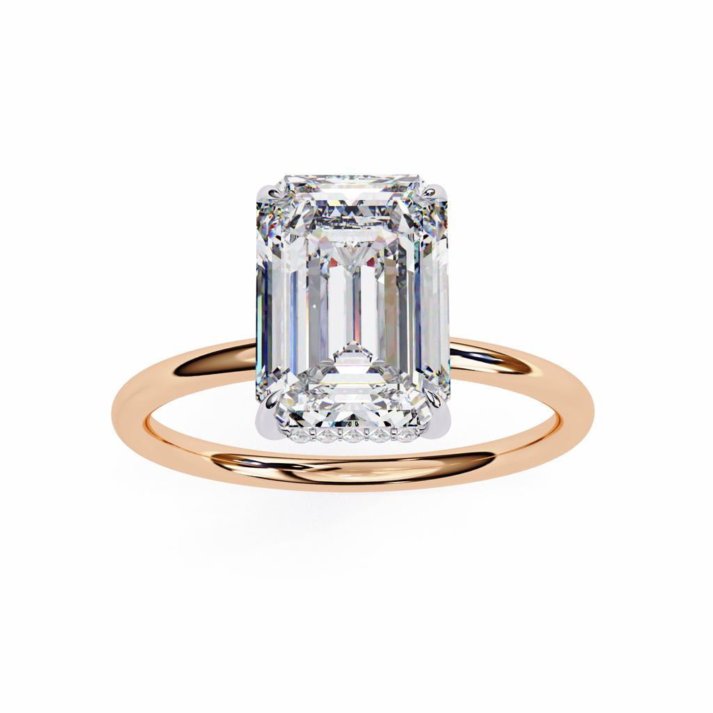 Rose Gold Emerald Cut Solitaire Diamond Engagement Ring