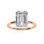 Rose Gold Emerald Cut Solitaire Diamond Engagement Ring