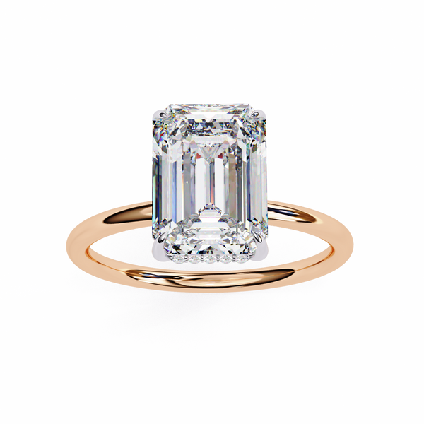 Rose Gold Emerald Cut Solitaire Diamond Engagement Ring