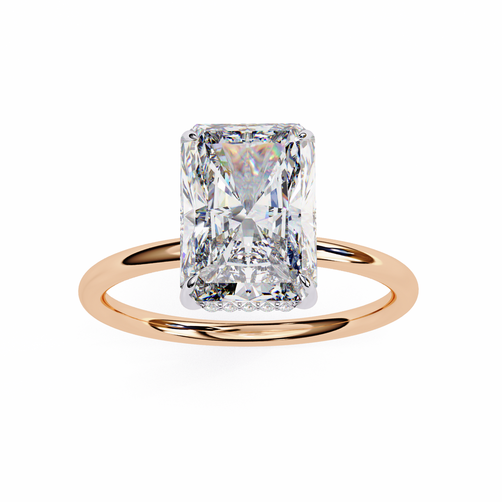 Rose Gold Radiant Cut Solitaire Diamond Engagement Ring