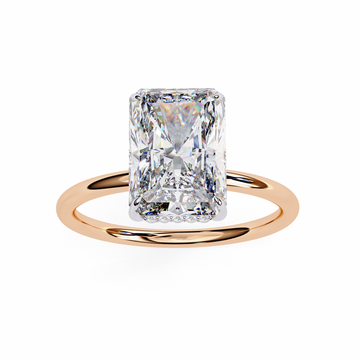 Rose Gold Radiant Cut Solitaire Diamond Engagement Ring