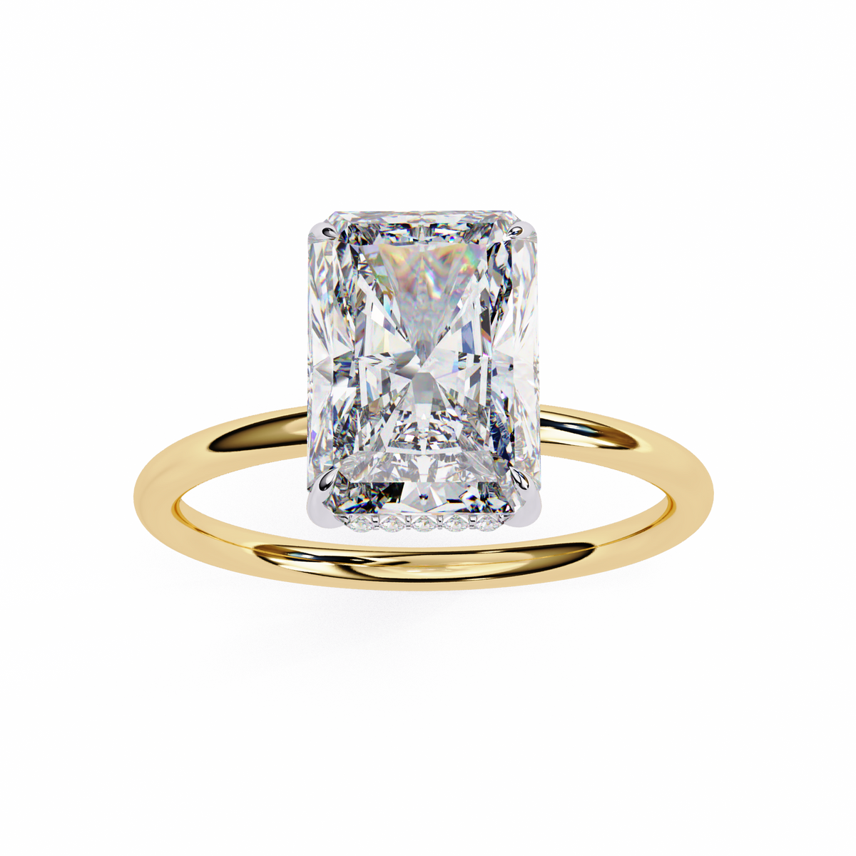 Yellow Gold Radiant Cut Solitaire Diamond Engagement Ring