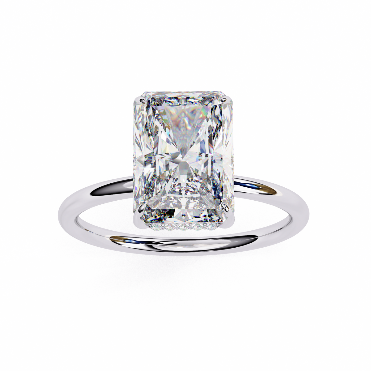 White Gold Radiant-Cut Diamond Solitaire Engagement Ring