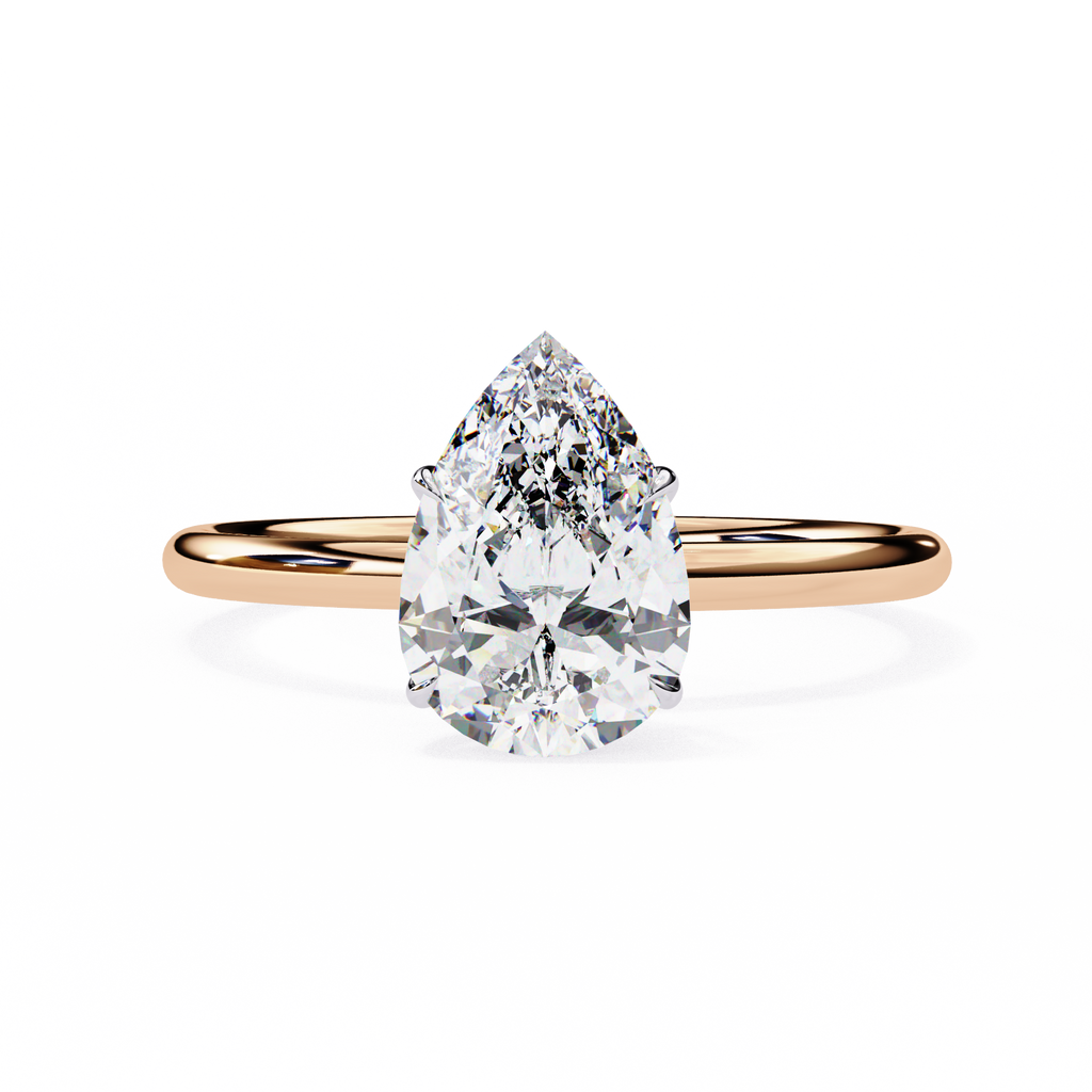Rose Gold Pear Cut Solitaire Diamond Engagement Ring