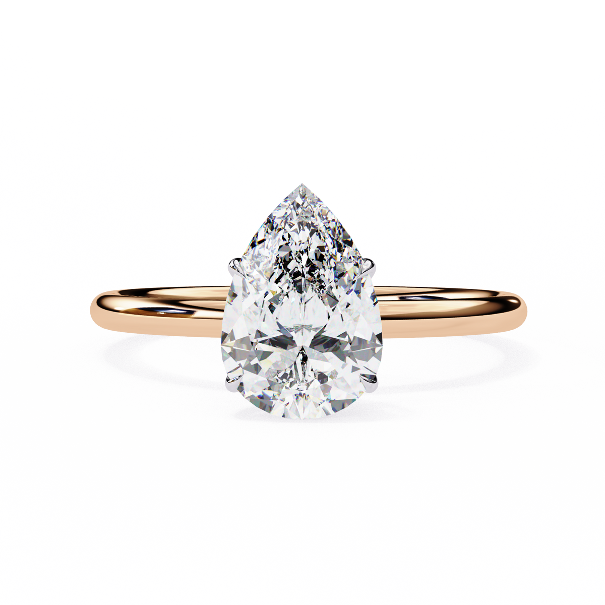 Rose Gold Pear Cut Solitaire Diamond Engagement Ring