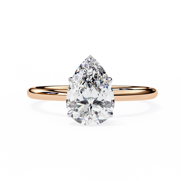 Rose Gold Pear Cut Solitaire Diamond Engagement Ring
