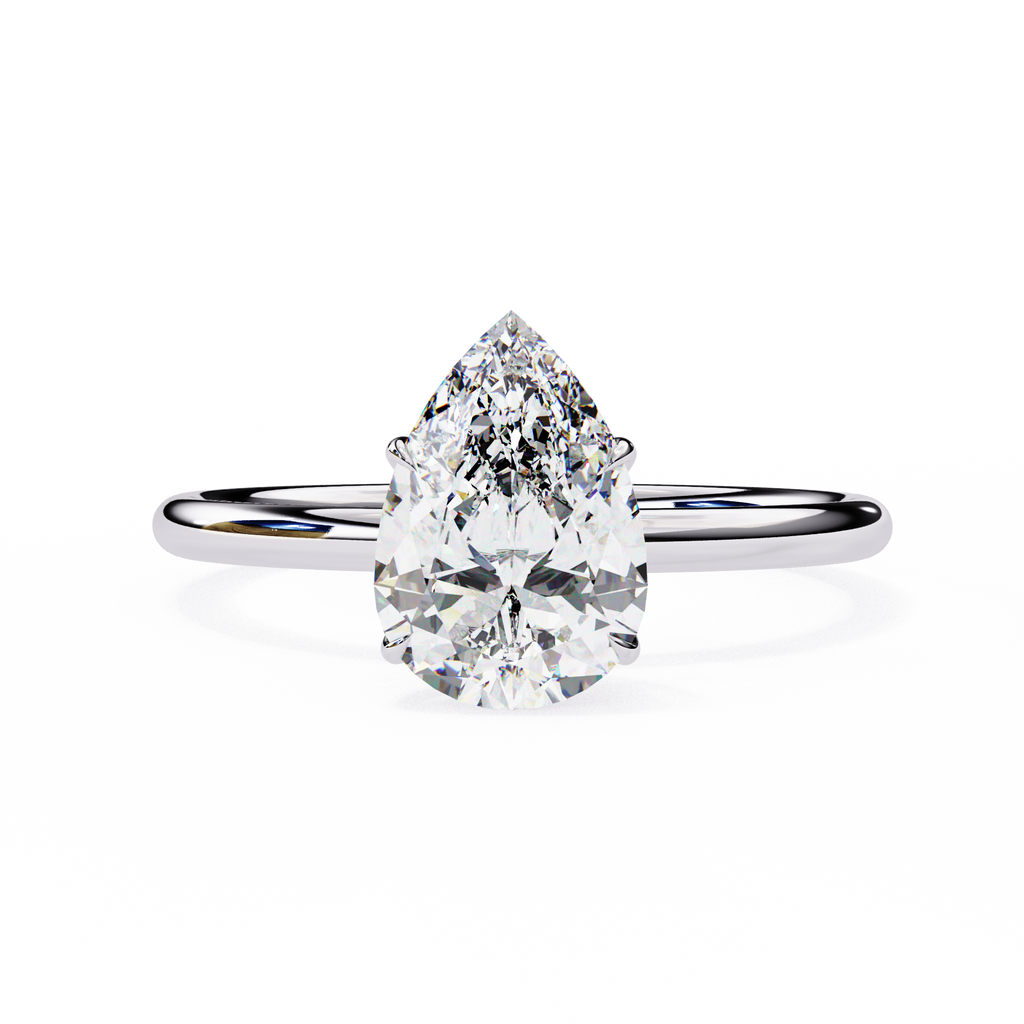 White Gold Pear Diamond Solitaire Engagement Ring