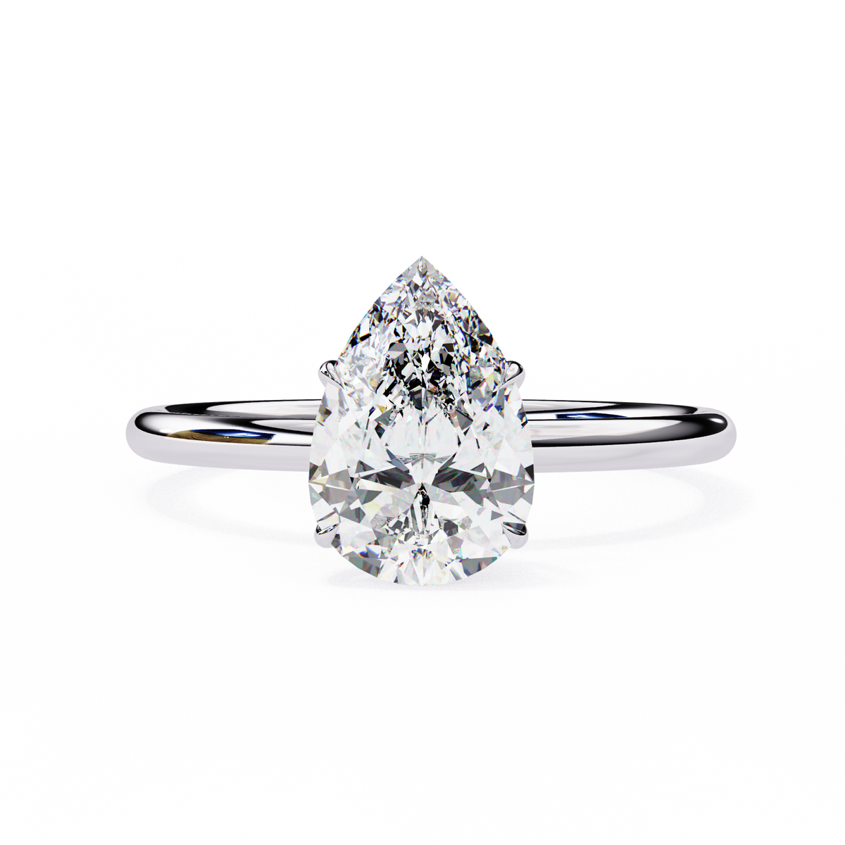 White Gold Pear Diamond Solitaire Engagement Ring