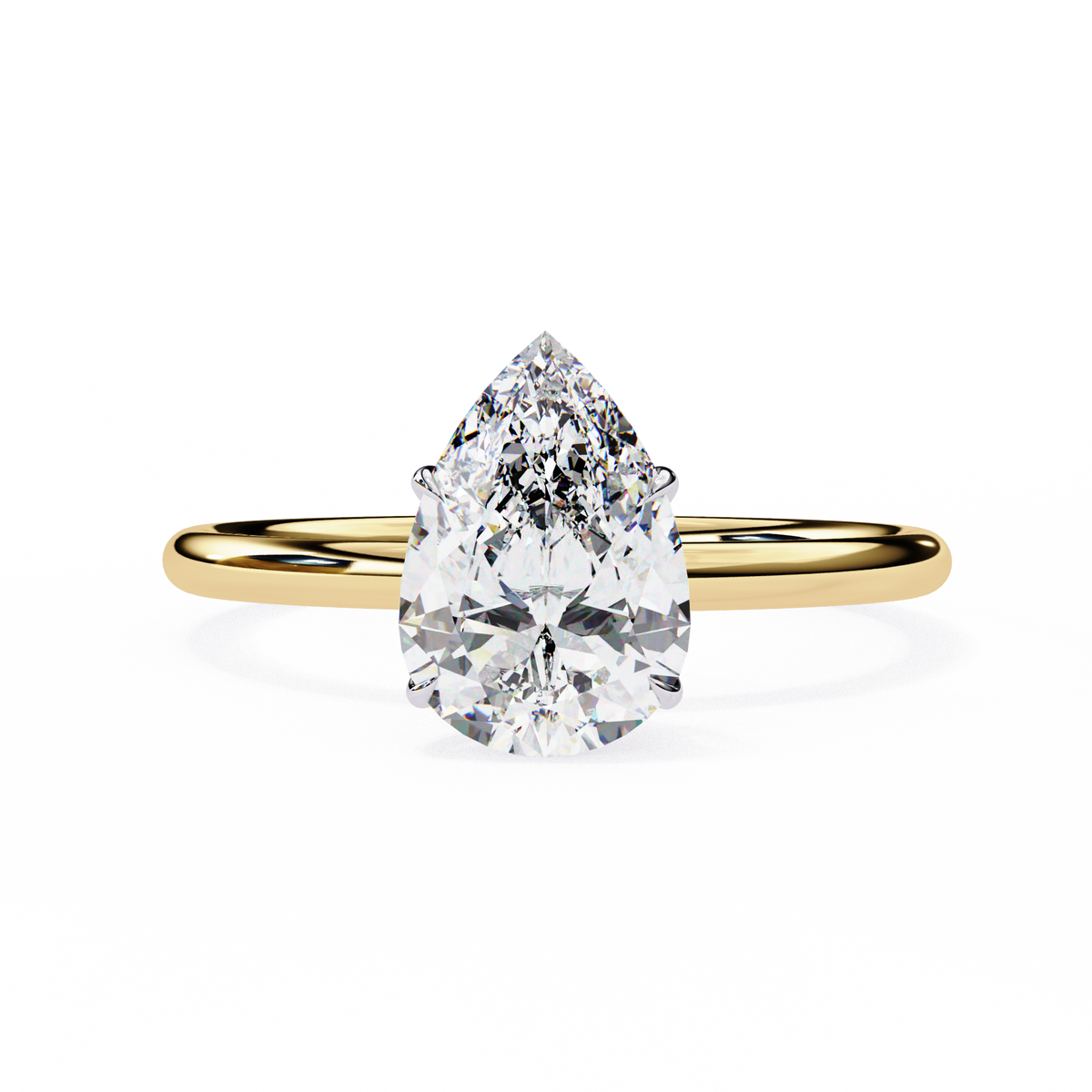 Yellow Gold Pear Cut Solitaire Diamond Engagement Ring