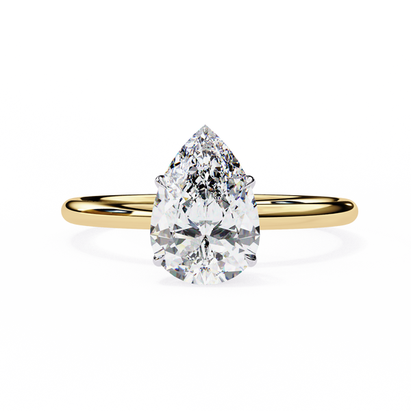 Yellow Gold Pear Cut Solitaire Diamond Engagement Ring