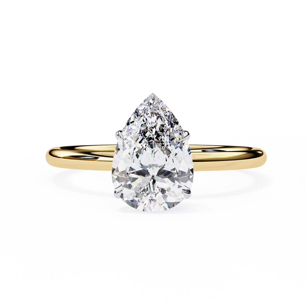 Yellow Gold Pear Cut Solitaire Diamond Engagement Ring