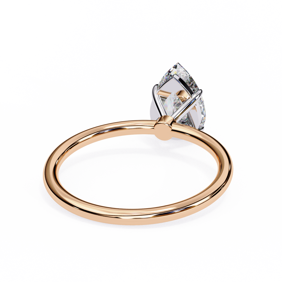 Rose Gold Pear Cut Solitaire Diamond Engagement Ring