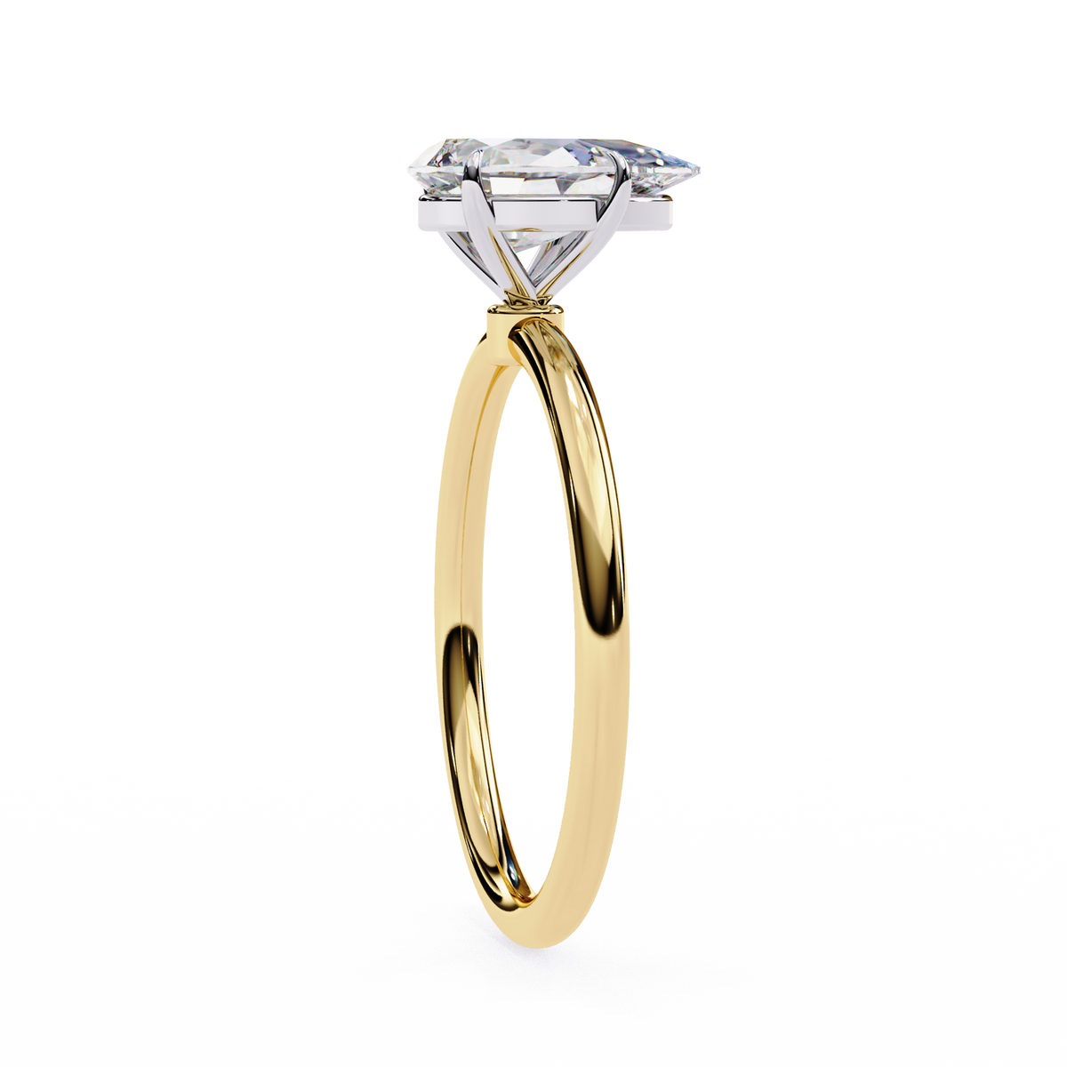 Yellow Gold Pear Cut Solitaire Diamond Engagement Ring