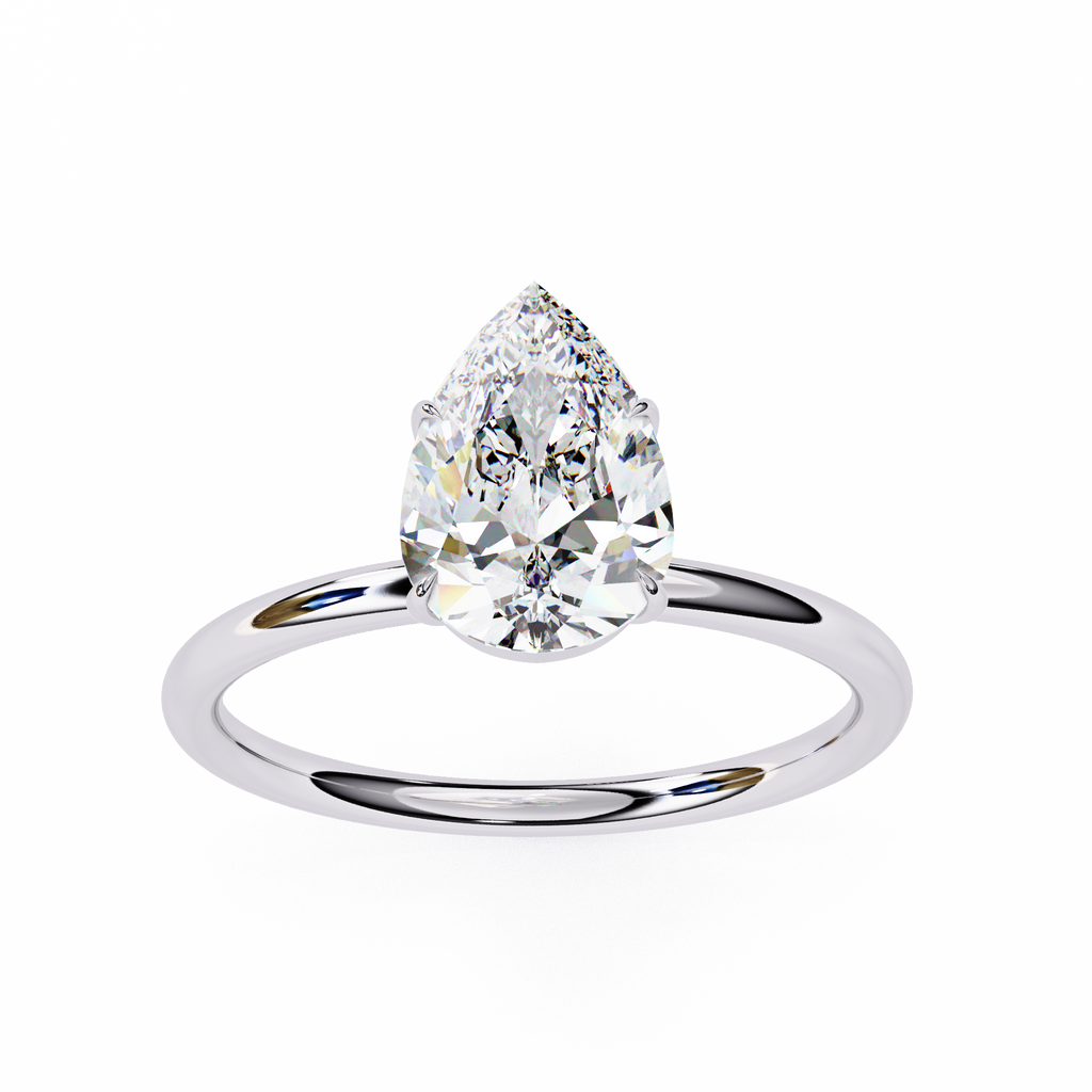 White Gold Pear Diamond Solitaire Engagement Ring