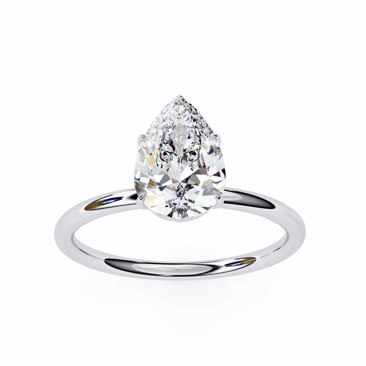 White Gold Pear Diamond Solitaire Engagement Ring
