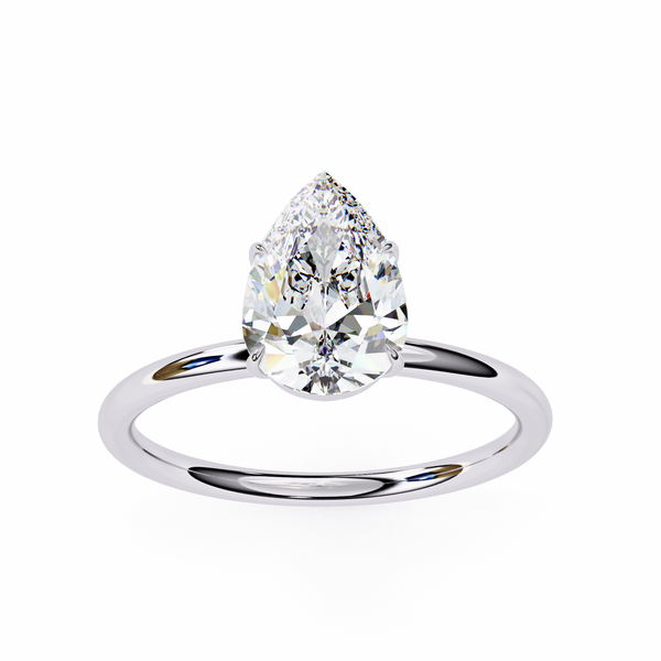 White Gold Pear Diamond Solitaire Engagement Ring