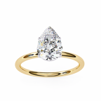 Yellow Gold Pear Cut Solitaire Diamond Engagement Ring