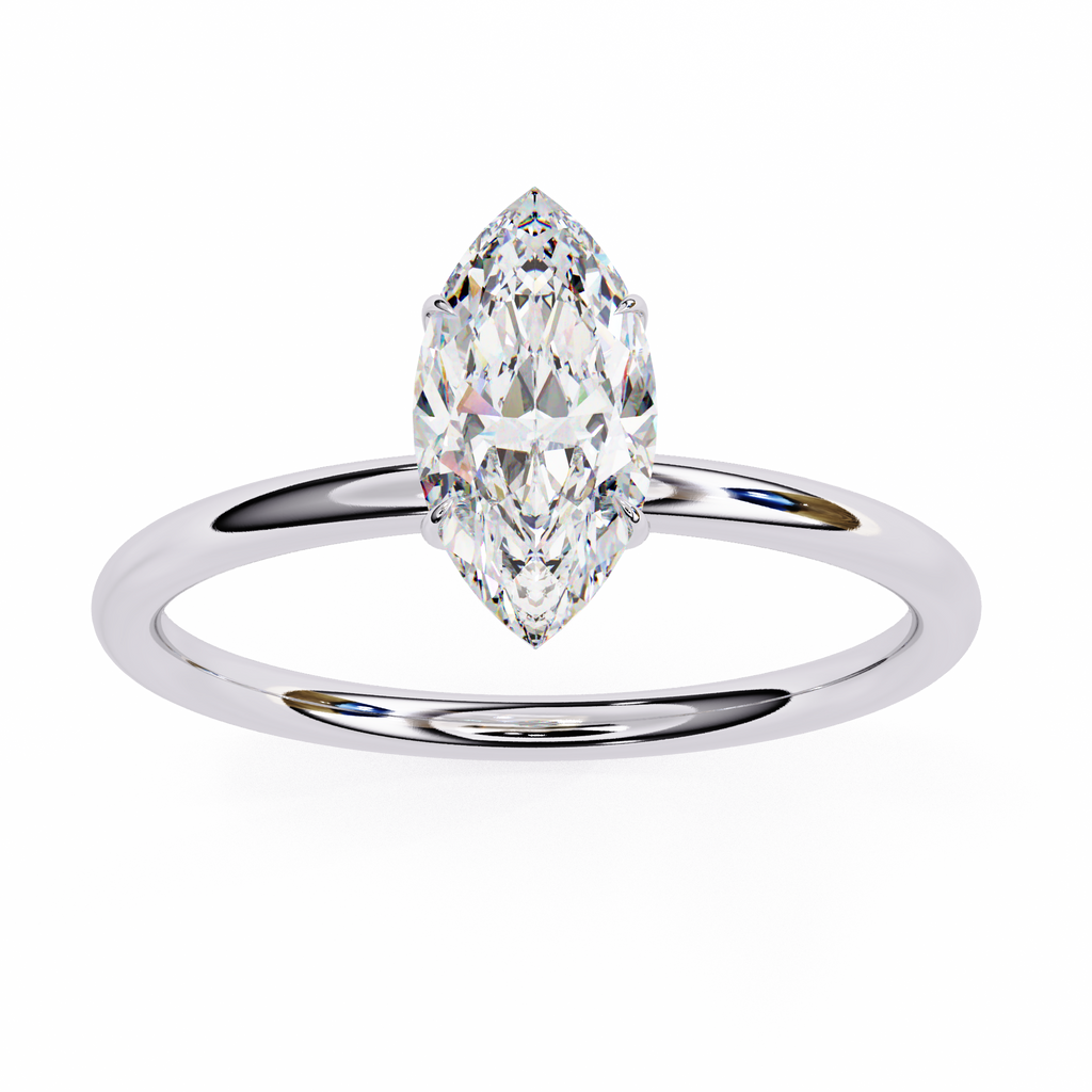 White Gold Marquise Diamond Solitaire Engagement Ring