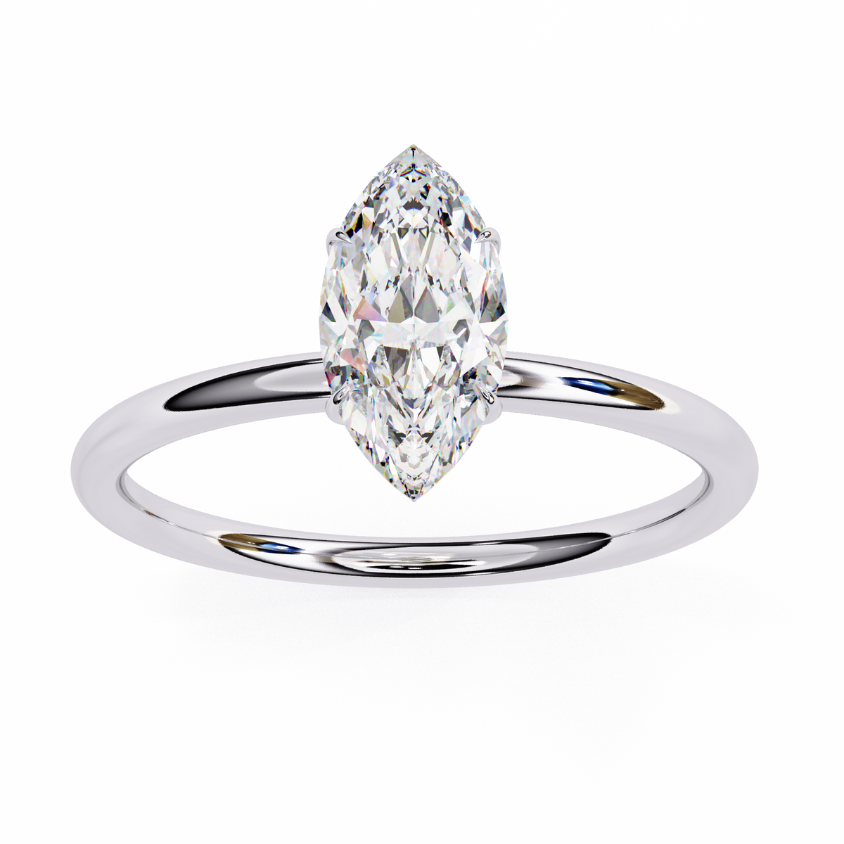 White Gold Marquise Diamond Solitaire Engagement Ring