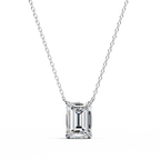 White Gold Vertical Emerald Cut Four-Claw Diamond Pendant