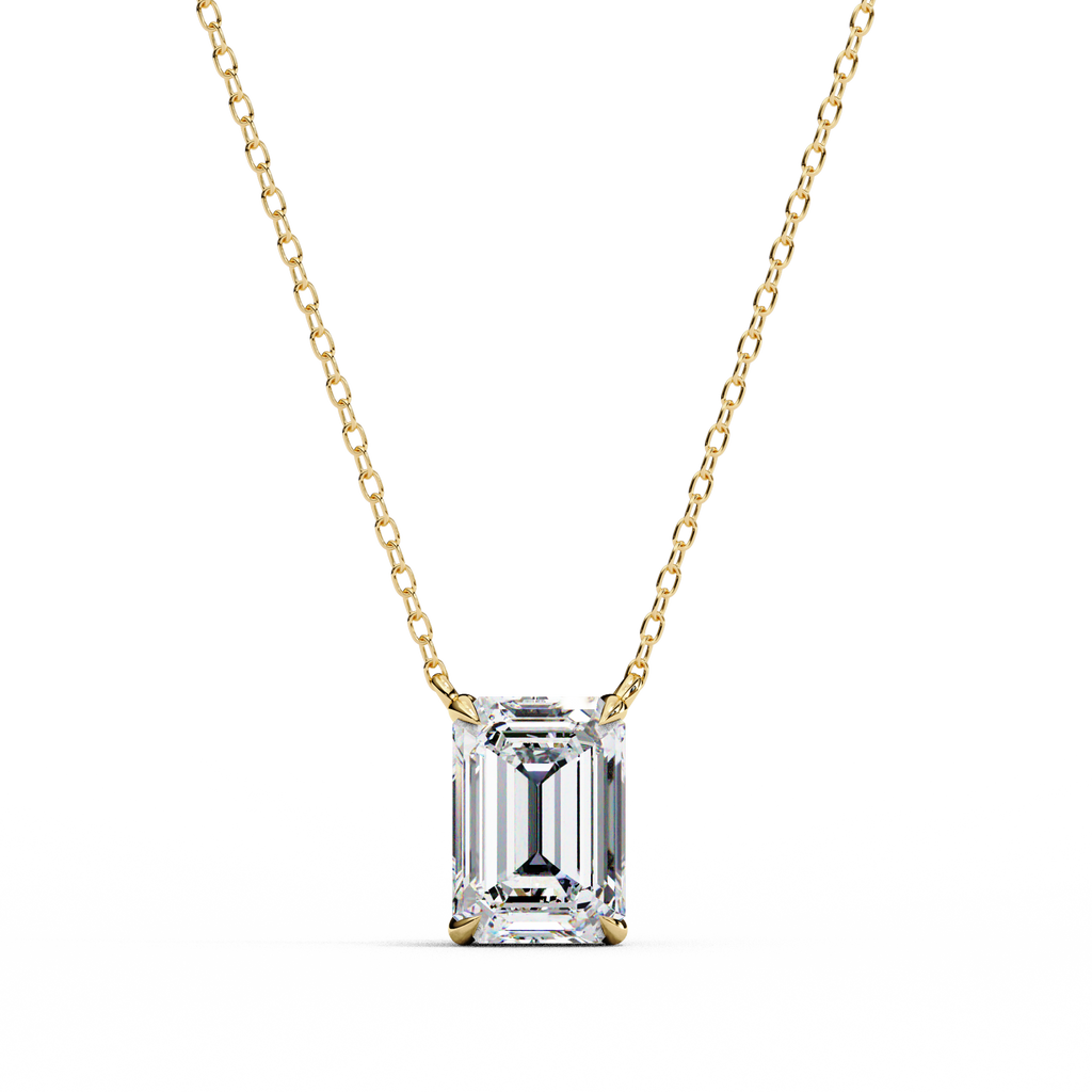 Yellow Gold Emerald-Cut Diamond Solitaire Pendant