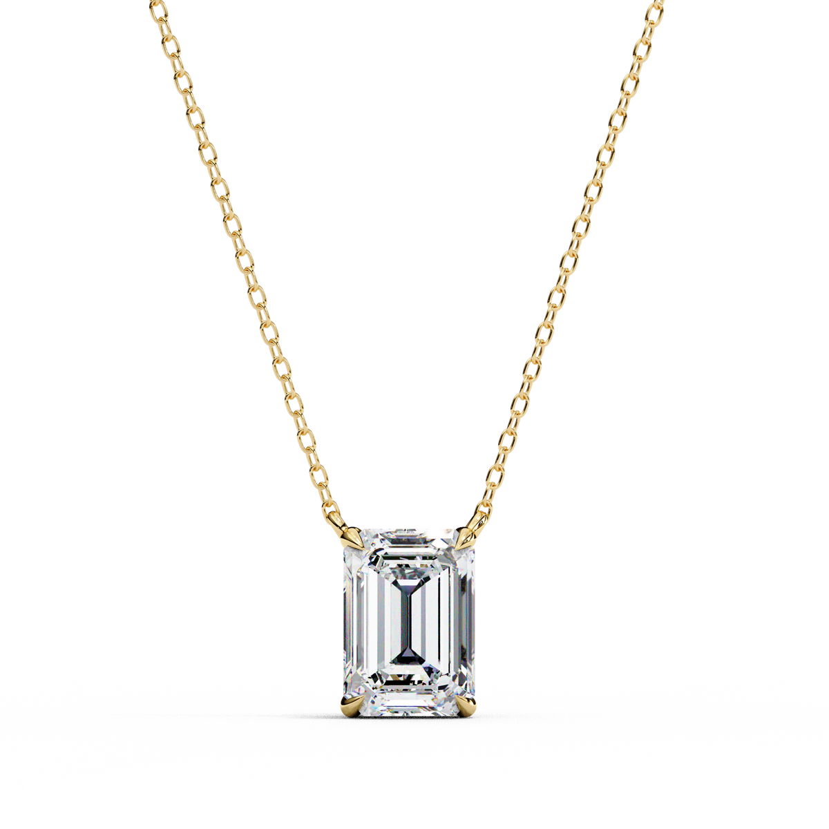 Yellow Gold Emerald-Cut Diamond Solitaire Pendant