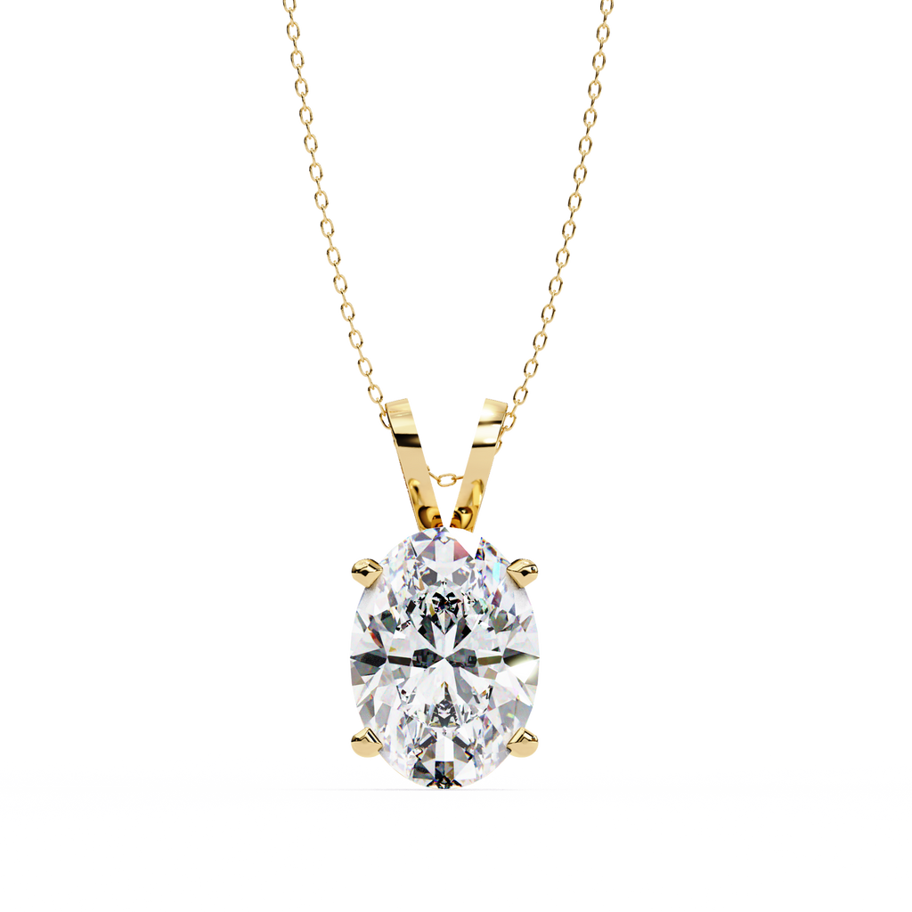 Yellow Gold Oval Diamond Solitaire Pendant