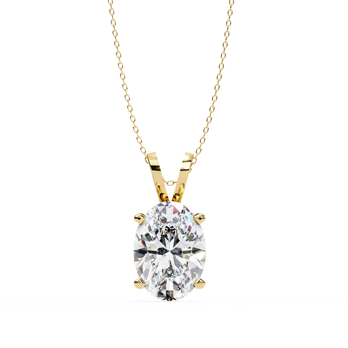 Yellow Gold Oval Diamond Solitaire Pendant