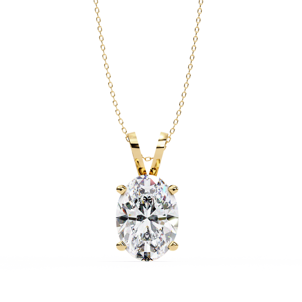 Yellow Gold Oval Diamond Solitaire Pendant