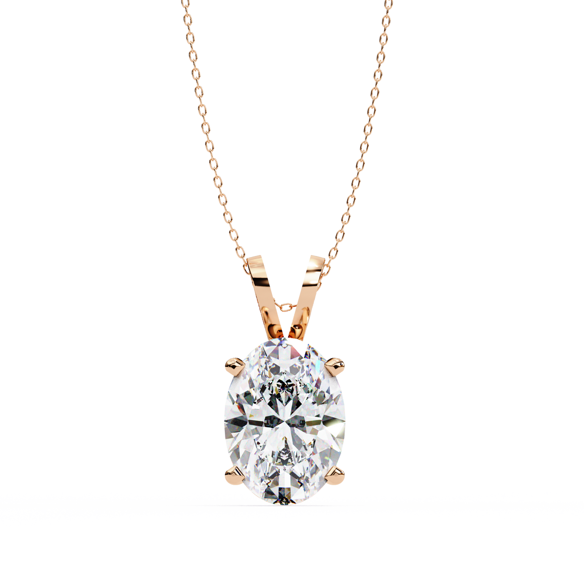 Rose Gold Oval Diamond Solitaire Pendant