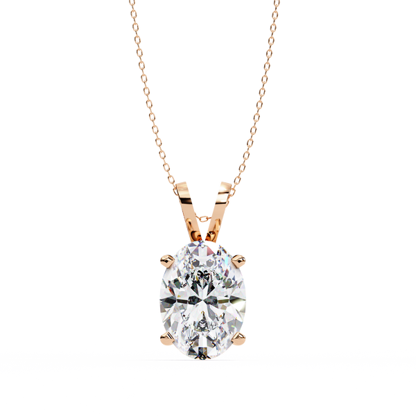Rose Gold Oval Diamond Solitaire Pendant