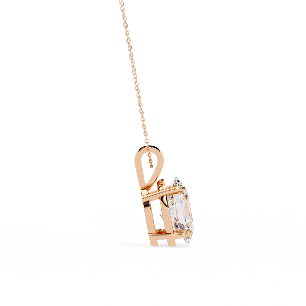 Rose Gold Oval Diamond Solitaire Pendant