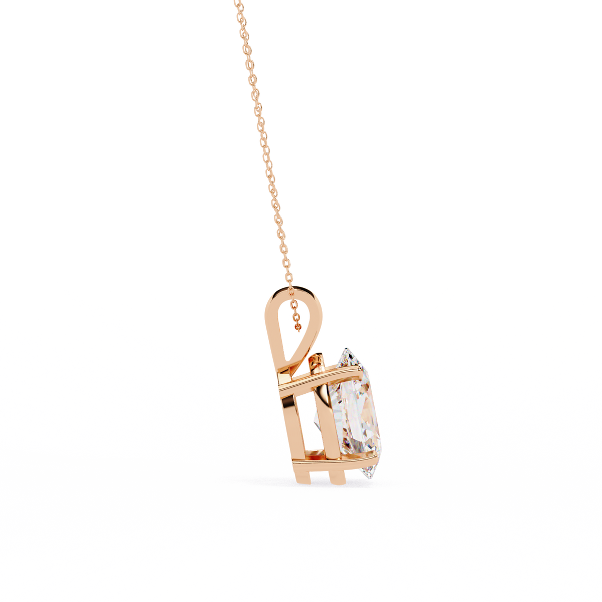 Rose Gold Oval Diamond Solitaire Pendant