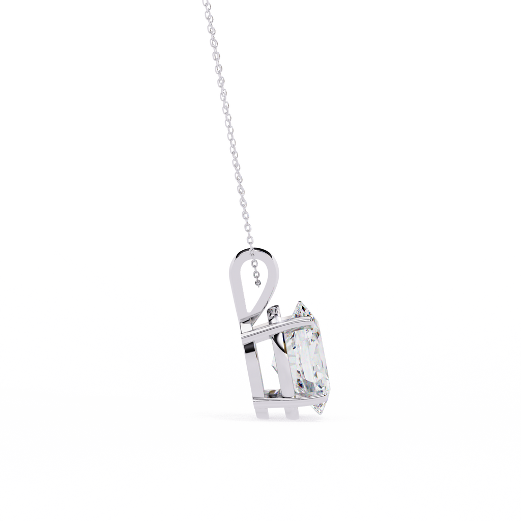 White Gold Vertical Oval Solitaire Split Bail Pendant