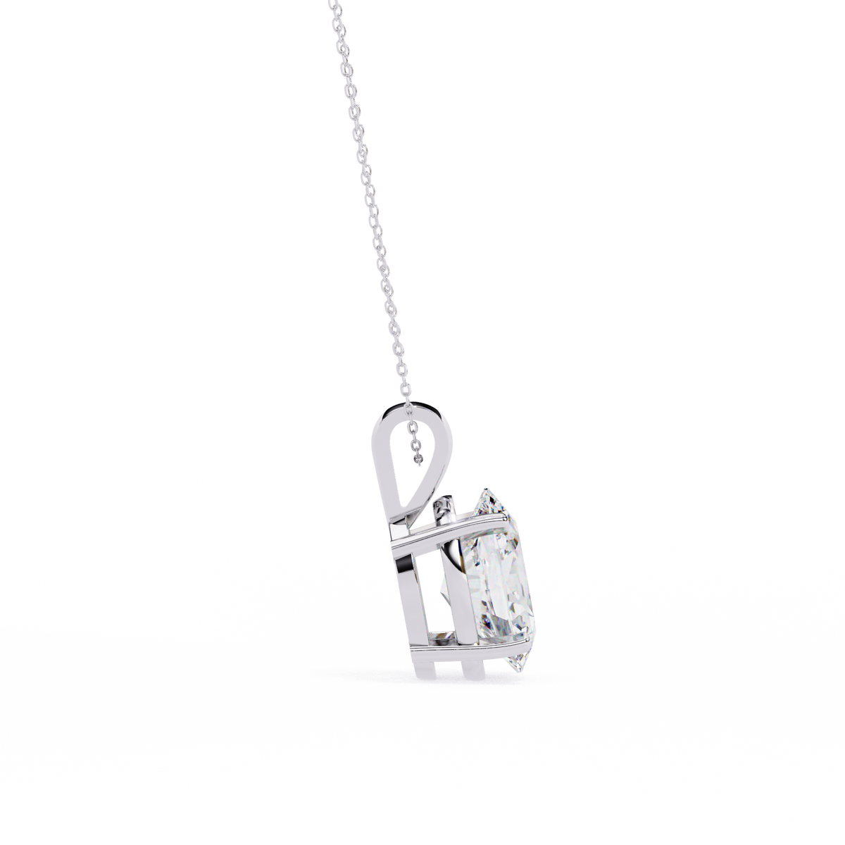 White Gold Vertical Oval Solitaire Split Bail Pendant