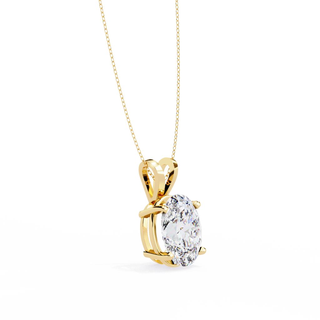 Yellow Gold Oval Diamond Solitaire Pendant