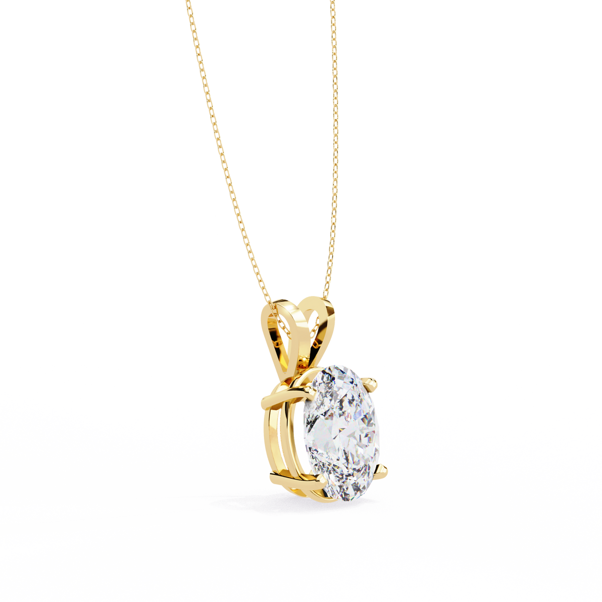 Yellow Gold Oval Diamond Solitaire Pendant